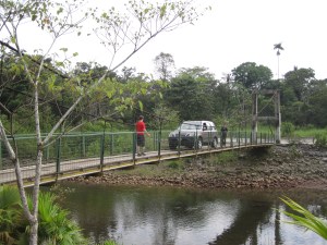 Fatima car on narrow bridge