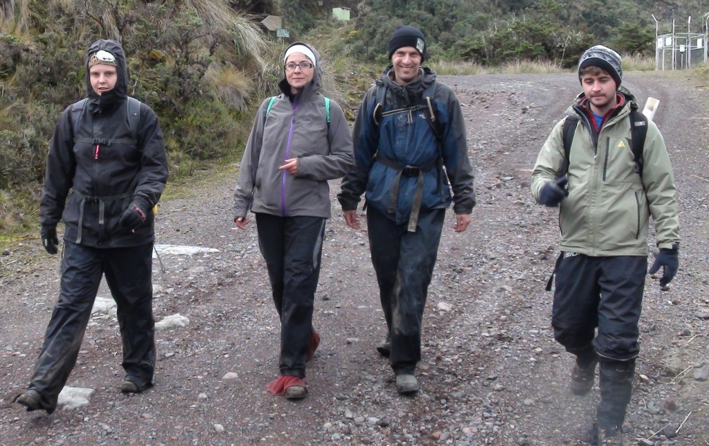 PCRG members on filed work in Cayabe-Coca National Park (2012). Left to right: Hayley, Encarni, William and Frazer. 