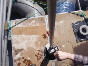 Cable clamp locked off, ready to core!