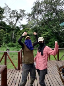 Veerle and I trying to protect ourselves from the mosquitos.